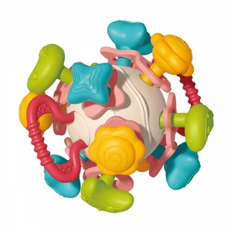 Dětské kousátko s chrastítkem 4v1 se zvukem, Koule
