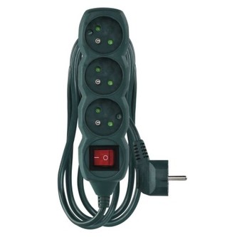 Prodlužovací kabel EMOS P1313RZ s vypínačem, 3 zásuvky, 3m, zelený