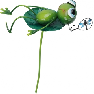 Kovový zápich žába na leknínu 82x22,5x13 cm