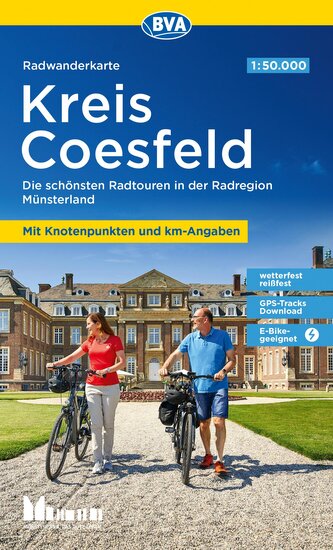 BVA Radwanderkarte Kreis Coesfeld 1:50.000, mit Knotenpunkten und km-Angaben, reiß- und wetterfest, GPS-Tracks Download, E-Bike