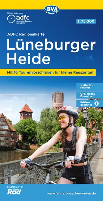 ADFC-Regionalkarte Lüneburger Heide, 1:75.000, mit Tagestourenvorschlägen, reiß- und wetterfest, E-Bike-geeignet, GPS-Tracks Dow