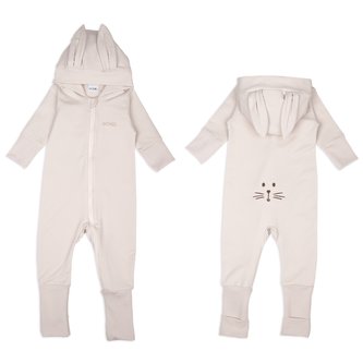 Moniel Dětský rostoucí teplákový overal Králík Basic Light Beige 74 cm