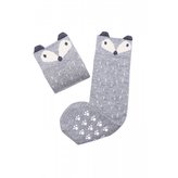 Mama's Feet Dětské podkolenky s liškou Crazy Animals Sneaky Fox šedé 3-4 roky