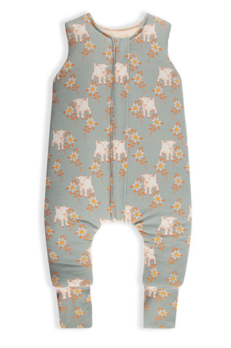 Celoroční spací pytel s nohavicemi Sleepee Vintage Animals Sky Blue/Cream XS