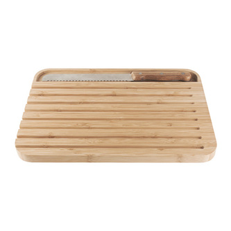 Prkénko Pebbly, NBA127, sada na krájení chleba, bambus, nerezová ocel, prkénko 36 x 26 cm a nůž 32 x 2,6 cm