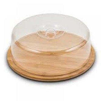 podnos d28cm na dort, TERRESTRIAL, bambus, víko plast