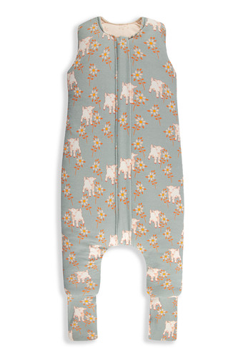 Celoroční spací pytel s nohavicemi Sleepee Vintage Animals Sky Blue/Cream M