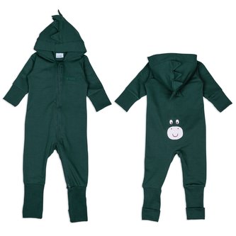 Moniel Dětský rostoucí teplákový overal Dinosaur Basic Dark Green 104 cm