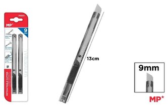 Nóż do papieru wysuwany czarny 9mm 2szt