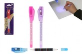 Tajné pero s neviditelným inkoustem a ÚV světlem + propiska plast 15cm na baterie (4 varianty)