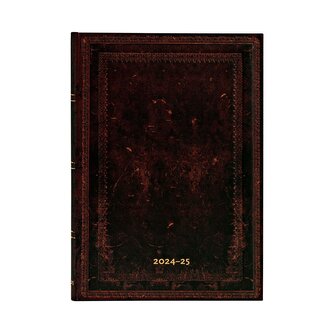 13-Monatskalender 2025 Schwarzes Marokkoleder Schlicht, Midi, Horizontal