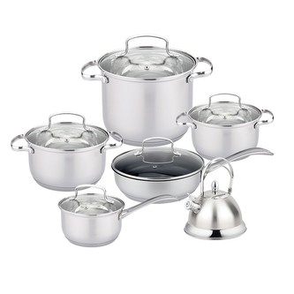 HOME ELEMENTS-HR sada nerezového nádobí 12 dílná, lesklý povrch