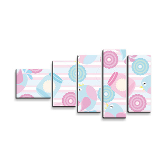 Obraz - 5-dílný Roztomilí ptáčci: 100x60 cm