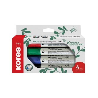 Popisovač na bílé tabule Kores ECO, sada 4 barev