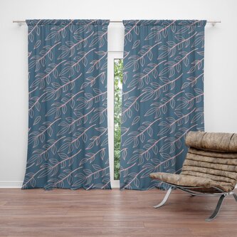 Závěs Růžové malované lístky: 2ks 140x250cm