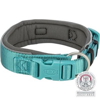 PREMIUM obojek EXTRA široký, aqua/grafit - XS-S: 27-35 cm/25 mm