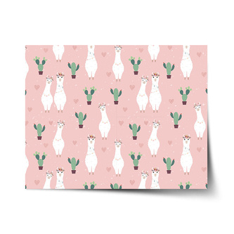 Plakát Lama a kaktusy: 60x40 cm