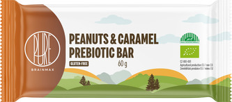 BrainMax Pure Peanuts & Caramel Prebiotic Bar, prebiotická tyčinka, arašídy a karamel, BIO, 60 g