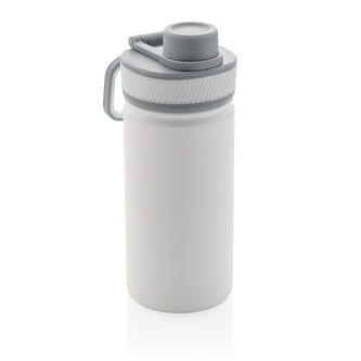 Sportovní láhev z nerezové oceli s poutkem, 550 ml, XD Design, bílá