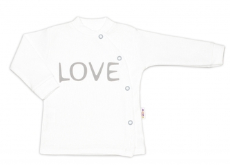 Baby Nellys Bavlněná košilka Love zapínání bokem - bílá, vel. 62; 62 (2-3m)