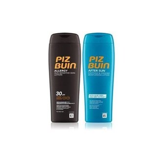 Piz Buin Dárková sada sluneční péče: Mléko na opalování SPF 30 Allergy 200 ml + Mléko po opalování After Sun 200 ml unisex