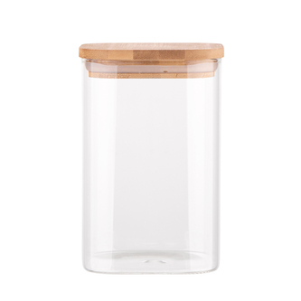 DÓZA HRANATÁ BOROSILIKÁT 1150ML S BAMBUSOVÝM VÍČKEM