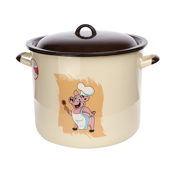 KRÉMOVÝ HRNEC BIGOS 16.6L 30CM.V-25CM S POKLIČKOU.ZDOBENÝ