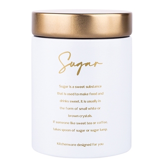 KRUHOVÁ MATNĚ BÍLÁ KRABICE S VÍKEM V ZLATÉM ODSTÍNU 11X11X15CM CUKR