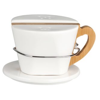 REGULAR PORCELÁNOVÁ SOLNIČKA A PEPŘENKA S BAMBUSOVOU RUKOJETÍ