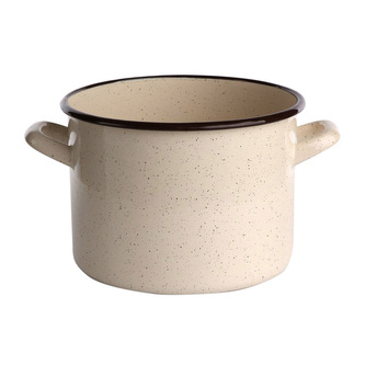 HRNEC 20CM SMALTOVANÝ KRÉMOVÝ TEČKOVANÝ