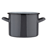 HRNEC 22 CM SMALTOVANÝ ŠEDÝ TEČKOVANÝ
