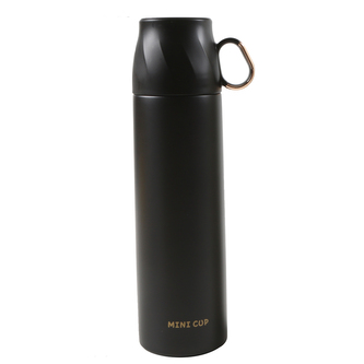 TERMOS S UZÁVĚRKOU VE TVARU ŠÁLKY 500ML ČERNÝ S ZLATOU