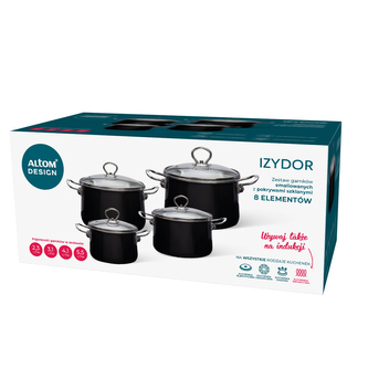 8-DÍLNÁ SADA SMALTOVANÝCH HRNCŮ IZYDOR ČERNÁ