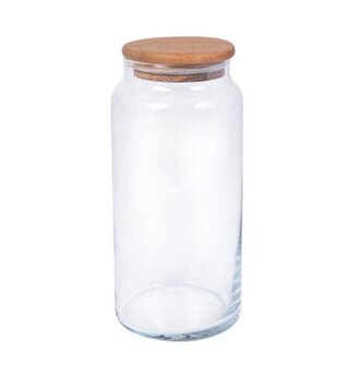 dóza 1,40l, d10x21,5cm, sklo/bambus víko