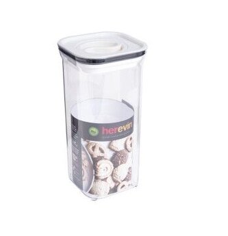 dóza 1,50l,  vakuum víko, 10,5x10,5x22 cm, transp.ABS plast