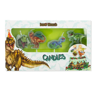 Sada narozeninových svíček Dino World, 4 ks
