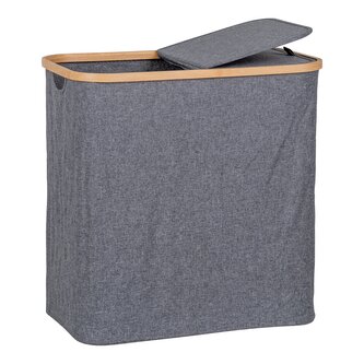 House Nordic Koš na prádlo, bambus/textil, tmavě šedý, 54x33x54 cm