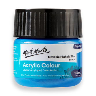 Mont Marte akrylová barva,100ml, metalická ftalátová modrá (Metallic Phthalo Blue)