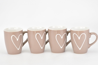 Hrnek hnědý srdce 250 ml II. jakost, sada 4 ks