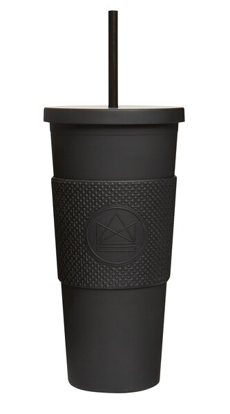 Pohár na pití s brčkem, 625ml, Neon Kactus, černý