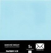 HYBLER S.R.O. barevná obálka 155x155 mm PASTELOVÁ MODRÁ, 5 kusů, 115 gm2, olizová HBLR115