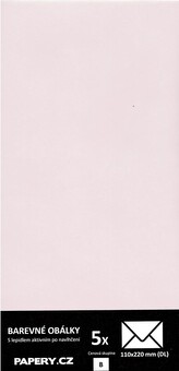 HYBLER S.R.O. barevná obálka 110x220 mm PASTELOVÁ RŮŽOVÁ, 5 kusů, 115 gm2, olizová HBLR112