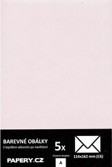HYBLER S.R.O. barevná obálka 114x162 mm PASTELOVÁ RŮŽOVÁ, 5 kusů, 115 gm2, olizová HBLR111