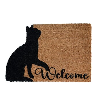 HOME ELEMENTS Rohož z kokosových vláken, Welcome kočka, 40x60 cm