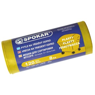 Pytle na tříděný odpad 120L - 8 ks, žluté - na plasty