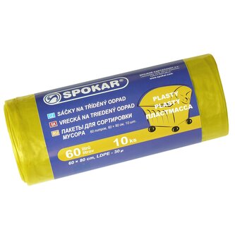 Sáčky na tříděný odpad 60L - 10 ks, žluté - na plasty