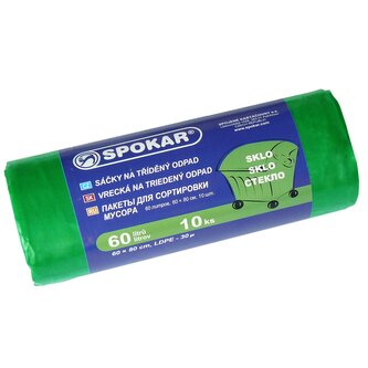 Sáčky na tříděný odpad 60L - 10 ks, zelené - na sklo
