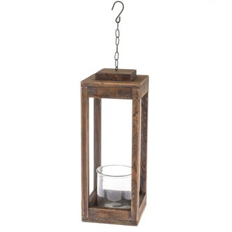 Dřevěný svícen se sklem, bílý, 0/6