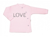 Baby Nellys Bavlněná košilka Love zapínání bokem - růžová, vel. 62; 62 (2-3m)