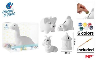 Skarbonka do pomalowania z farbami MIX